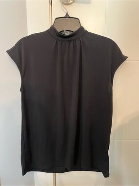 H&M Black Mock Neck Cap Sleeve Top XS